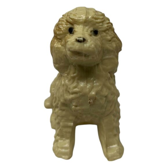 Vintage Miniature Plastic Golden Poodle Dog Toy Figurine 1 7/8 Inch Made In Hong - Picture 2 of 10